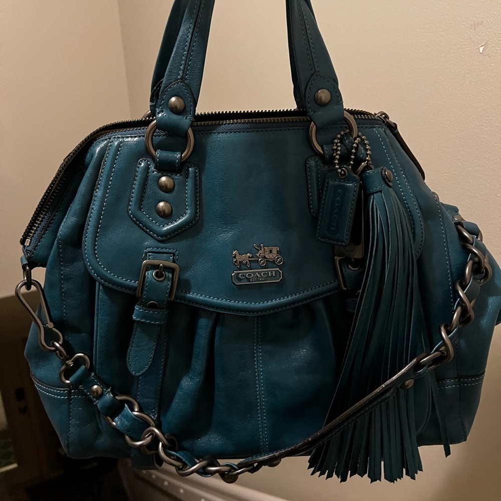 COACH BRYNNE Weekender Flagship Palm Beach Shoulder Tote Teal